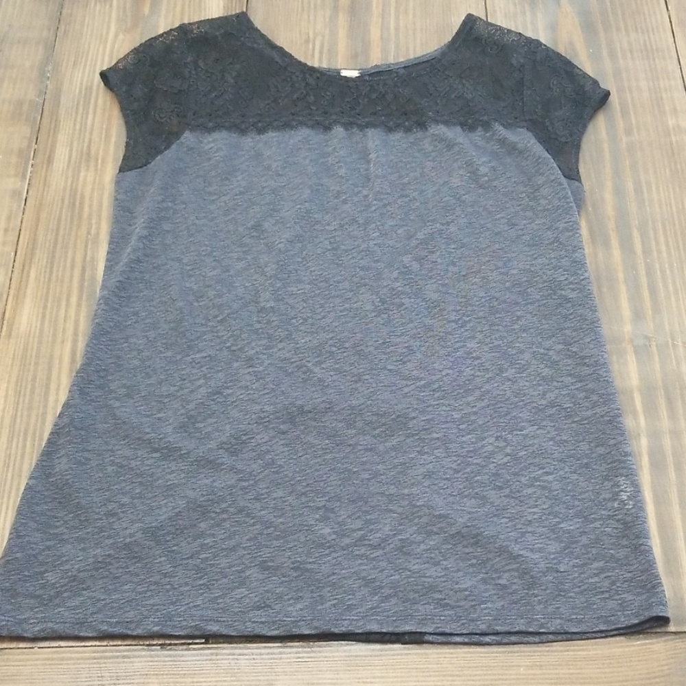Free People Sheer Black Lace Shirt